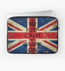 Square Grunge Keep Calm and Carry On Union Jack Laptop Sleeve