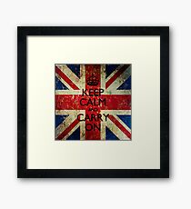 Square Grunge Keep Calm and Carry On Union Jack Framed Print