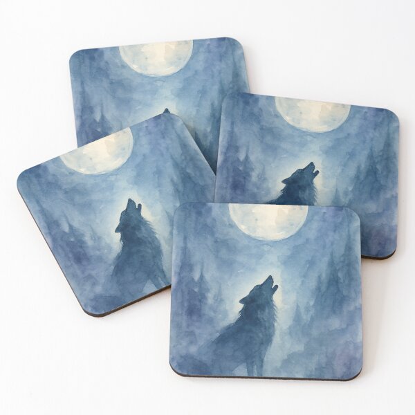 Item preview, Lunar Howl: Majestic Wolf Under Full Moon Watercolor designed and sold by ArtfulZuzu.