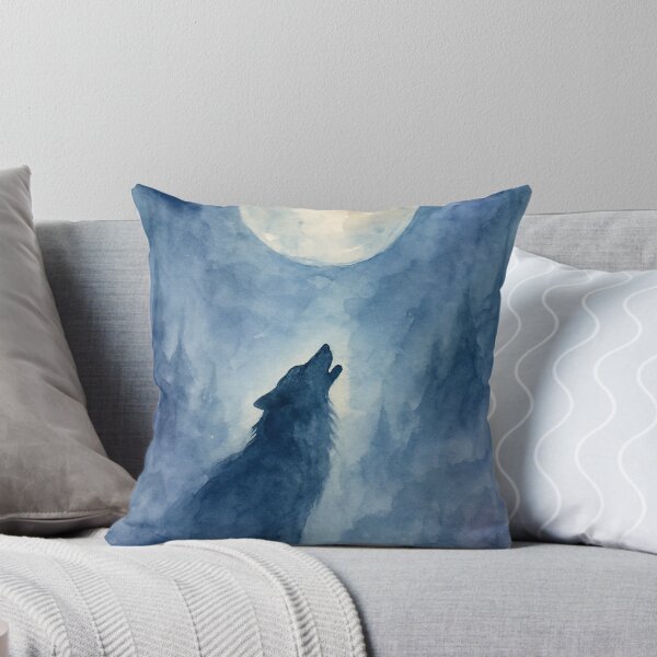 Item preview, Lunar Howl: Majestic Wolf Under Full Moon Watercolor designed and sold by ArtfulZuzu.