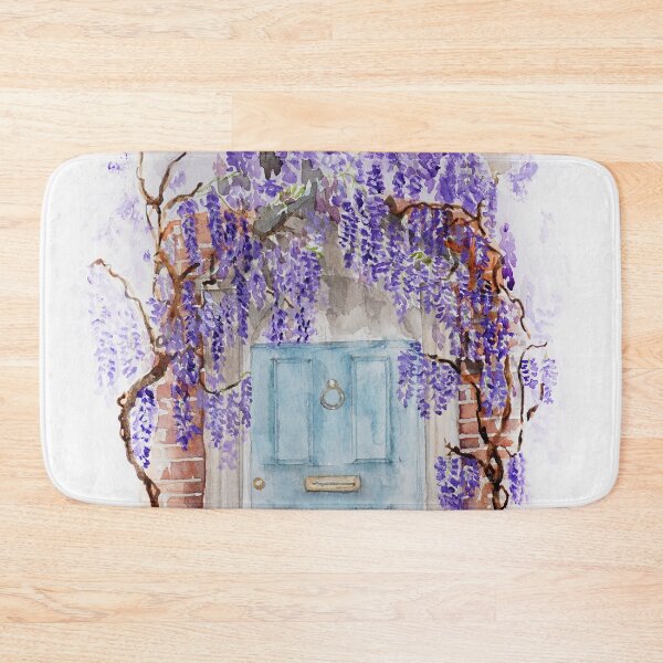 Item preview, Wisteria season in London watercolour blue door designed and sold by ColorandColor.