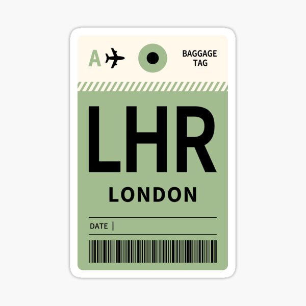 Item preview, Baggage Tag Sticker - LHR London designed and sold by PenguinArtJP.