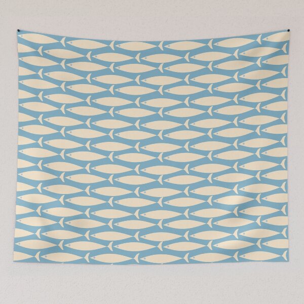 Item preview, Coastal Fish Mid Century Minimalist Pattern in Blue designed and sold by kierkegaard.