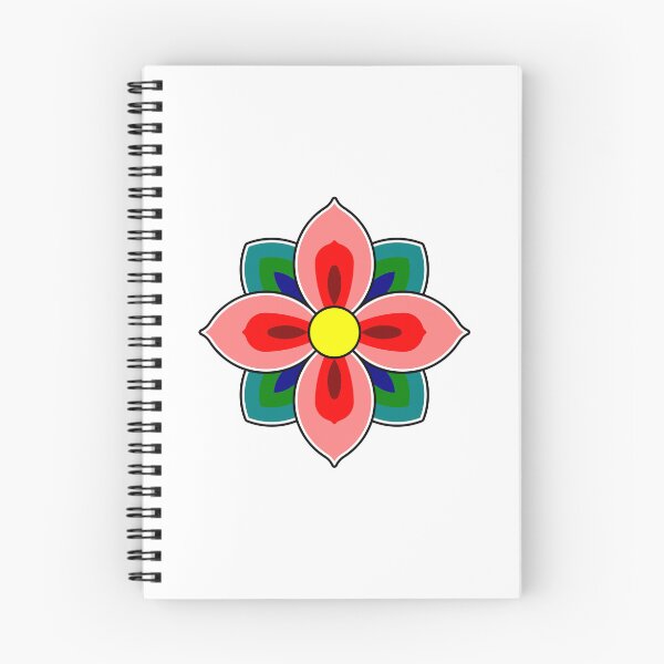Item preview, Dancheong; four-petal four-leaves red flower. designed and sold by Rajoletta.