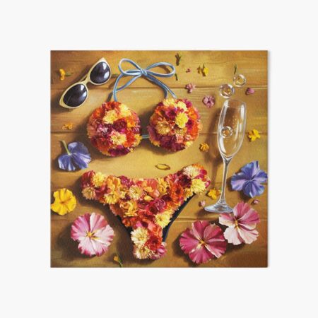 Item preview, Summer Petals Floral Bikini Collage with Champagne designed and sold by EmeraldeaDesign.