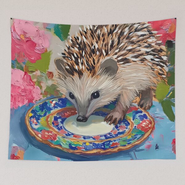 Item preview, Preppy Hedgehog drinking milk designed and sold by SophieClimaArt.