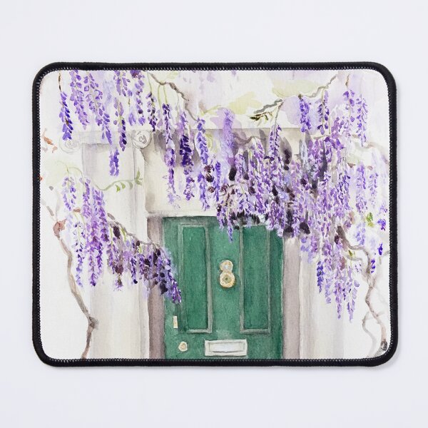 Item preview, Wisteria season in London watercolour green door designed and sold by ColorandColor.