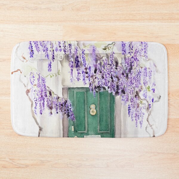Item preview, Wisteria season in London watercolour green door designed and sold by ColorandColor.