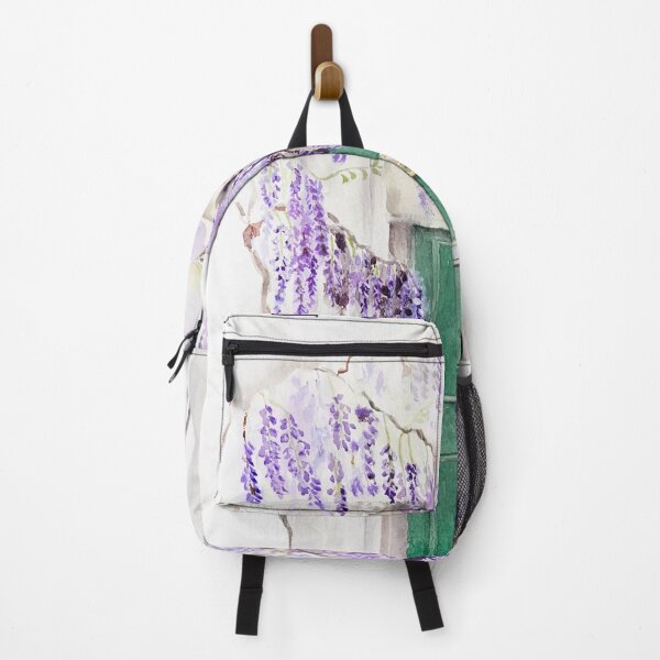 Artikelvorschau, Glyzinienblüte in London, Aquarell, grüne Tür entworfen und verkauft von ColorandColor.