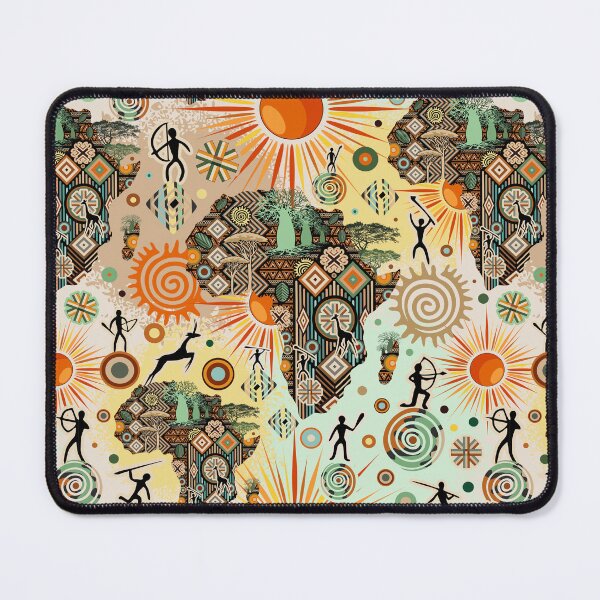 Item preview, Africa Map Decorative Tribal Elements Pattern designed and sold by BluedarkArt.