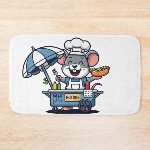 Item preview, Hotdog Mouse – Street Food Vendor Cartoon Design designed and sold by MzulhilmiZam.