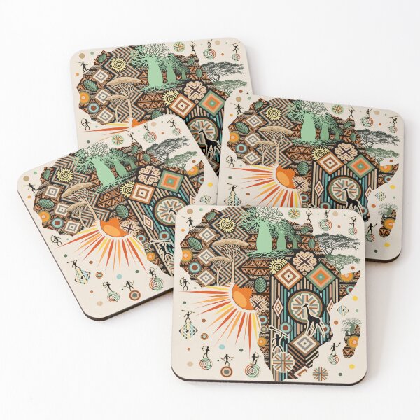 Item preview, Africa Map Decorative Tribal Elements Pattern designed and sold by BluedarkArt.