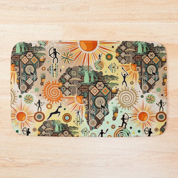 Item preview, Africa Map Decorative Tribal Elements Pattern designed and sold by BluedarkArt.