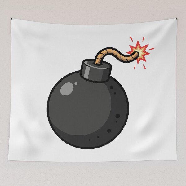 Item preview, Cartoon-Style Bomb with Lit Fuse designed and sold by AFernandesDSG.