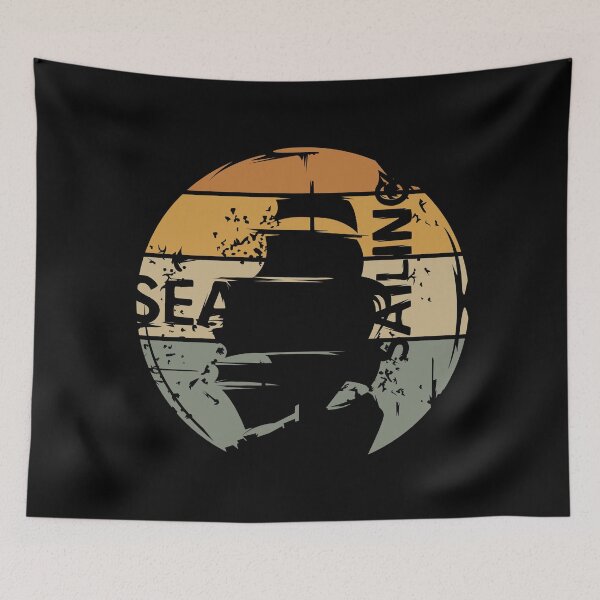 Item preview, old sailing ship with retro symbols and vintage colors designed and sold by AndreMi.