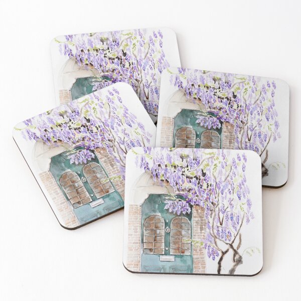 Item preview,  Wisteria season in London watercolour green door designed and sold by ColorandColor.