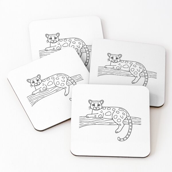 Item preview, An ocelot resting on a tree branch in the jungle designed and sold by rasagamastore.