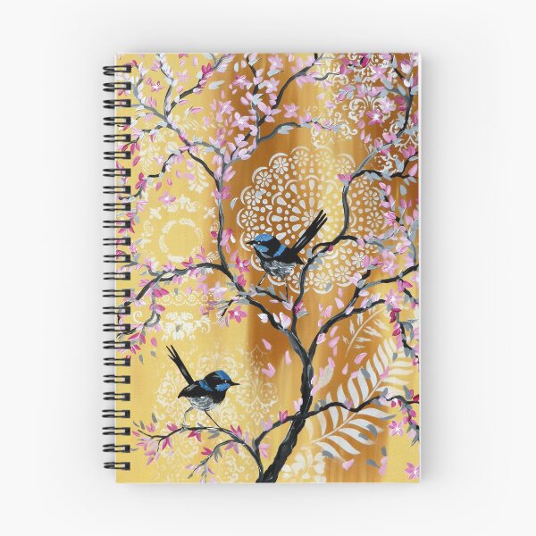 Item preview, Sheer Joy Fairy Wrens and Cherry Blossoms designed and sold by CateJacobs.