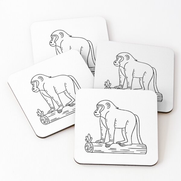 Item preview, An olive baboon standing on a fallen log, looking into the distance designed and sold by rasagamastore.