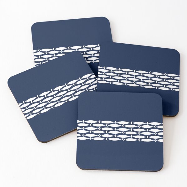 Item preview, Fish Stripe 6 - Minimalist Midcentury Modern Fish in White and Nautical Navy Blue designed and sold by kierkegaard.