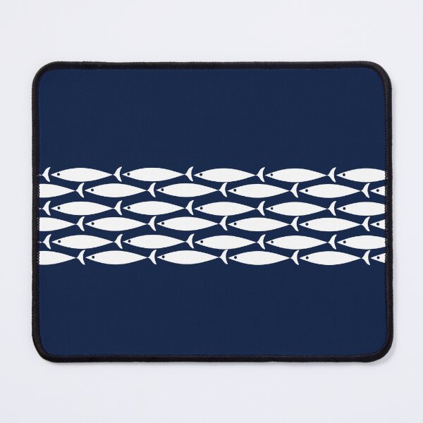 Item preview, Fish Stripe 6 - Minimalist Midcentury Modern Fish in White and Nautical Navy Blue designed and sold by kierkegaard.