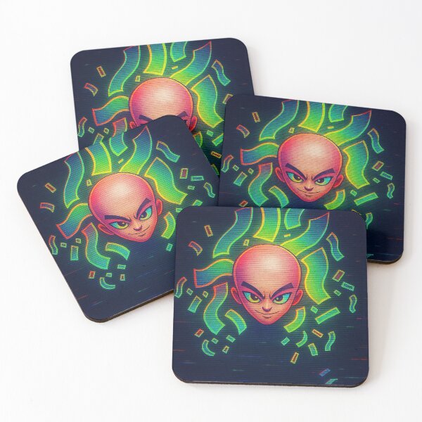 Item preview, Neon Glitch Oracle – Cyber Anime Illustration designed and sold by ThreadvectorCo.