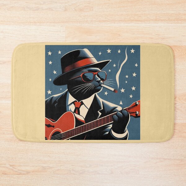 Item preview, Blues Playing Cool Cat designed and sold by KenRinkel.