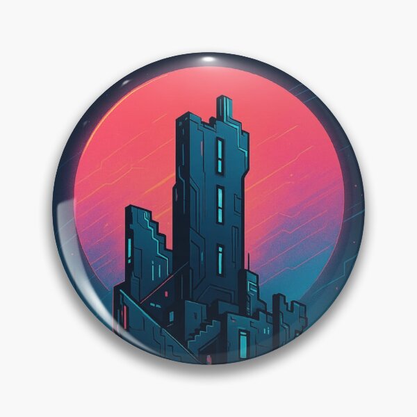 Artikelvorschau, Neon Citadel – Cyberpunk-Festungsillustration entworfen und verkauft von ThreadvectorCo.