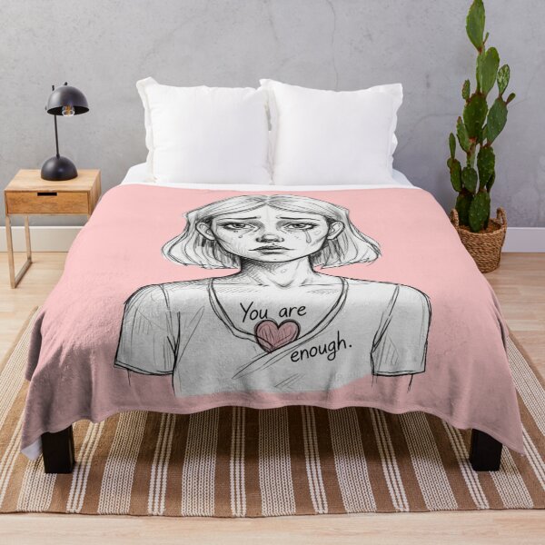 Item preview, You Are Enough – Sad Girl Sketch With Mental Health Affirmation designed and sold by Just Meaningful.