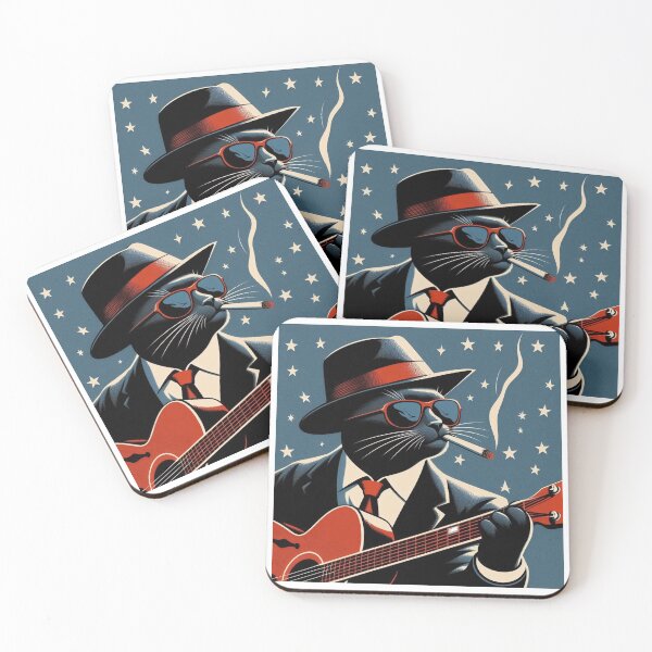 Item preview, Blues Playing Cool Cat with stars designed and sold by KenRinkel.