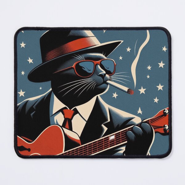 Item preview, Blues Playing Cool Cat with stars designed and sold by KenRinkel.