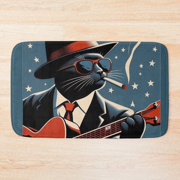 Item preview, Blues Playing Cool Cat with stars designed and sold by KenRinkel.