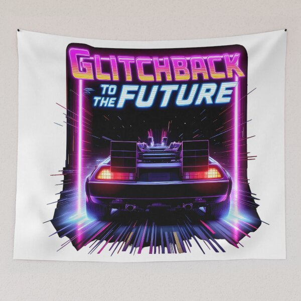 Item preview, Retro Glitchback Time Travel Car – Neon 80s Vaporwave Sci-Fi Design designed and sold by IM Hunter.