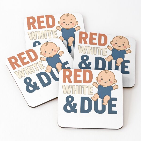 Item preview, Red White and Due – Funny Pregnancy Announcement for Moms designed and sold by Hercules2001.