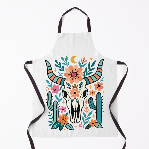 Artikelvorschau, Boho Western Blumen Kuhschädel entworfen und verkauft von Clinomania Art.