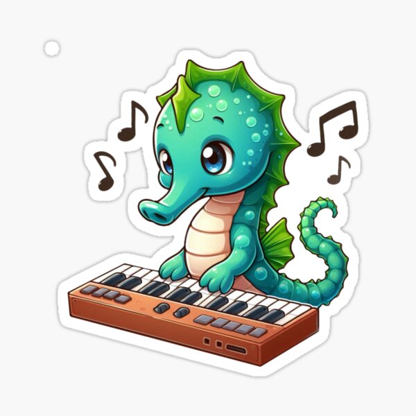Item preview, Seahorse on the Keyboard – Funny Cartoon Music Scene designed and sold by Capus_Artwork.