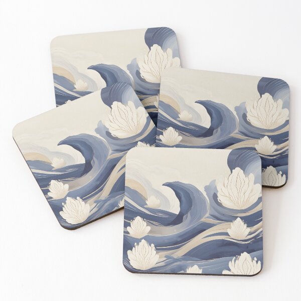 Item preview, Copy of Ethereal Ocean Waves – Japanese-Inspired Blue & Cream Pattern designed and sold by Yamune.