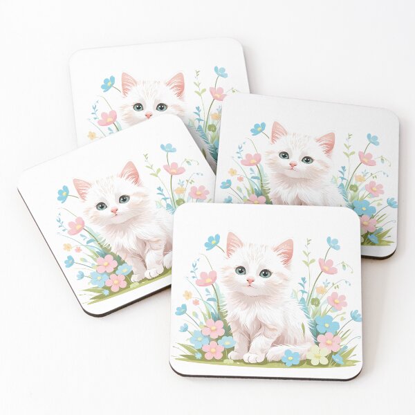 Item preview, Little Cute Kitten in a Floral Wonderland designed and sold by Pastelic by Jessy.