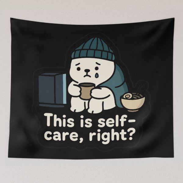 Item preview, Sad Bear – This Is Self-Care, Right? Sticker designed and sold by champkppwc.