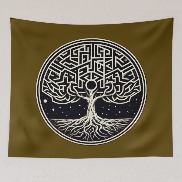 Item preview, Tree of Life Maze in a circular motif designed and sold by Beesty.