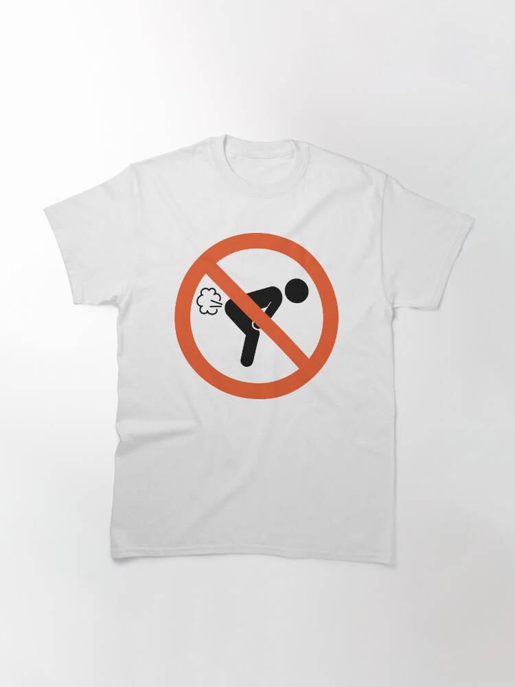 Thumbnail 3 of 7, Classic T-Shirt, No Farting Zone – prohibition sign with humor designed and sold by Kunst-Shirt.