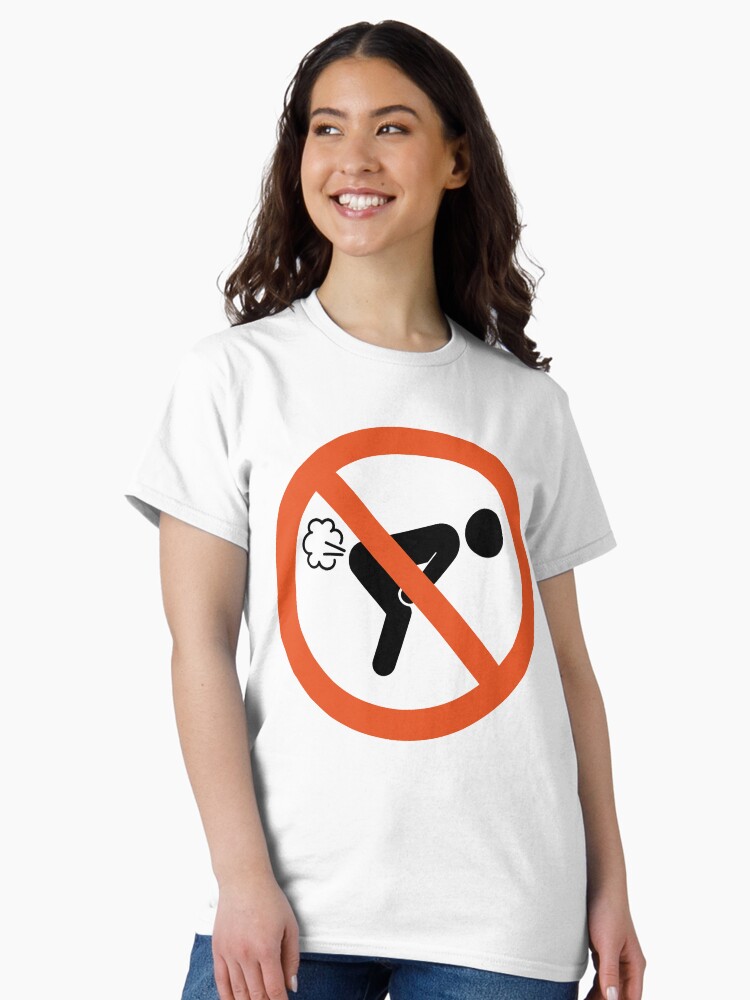 Thumbnail 2 of 7, Classic T-Shirt, No Farting Zone – prohibition sign with humor designed and sold by Kunst-Shirt.