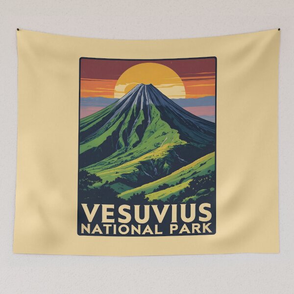 Item preview, A Vintage Art of Vesuvius National Park - Italy  designed and sold by GoodOldVintage.
