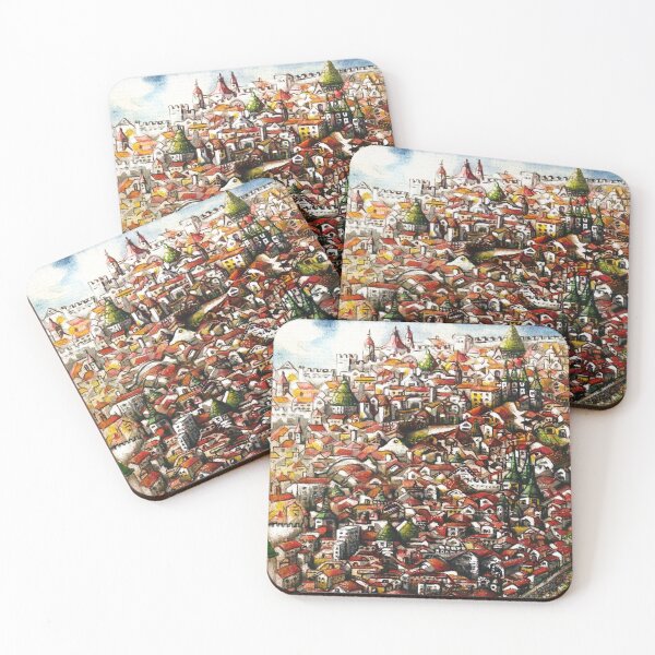 Item preview, Embark on a Journey to a Whimsical Mediterranean Cityscape: Houses  Watercolor Illustration designed and sold by Starpuffdesign.