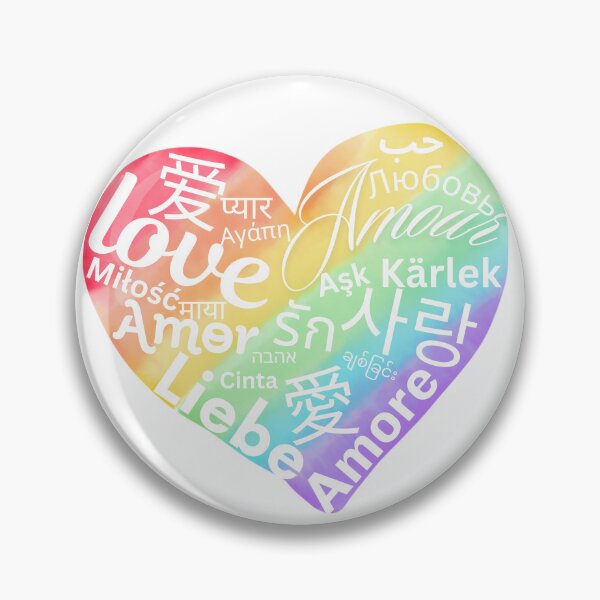 Item preview, Loves in different languages on a rainbow heart designed and sold by idealis.