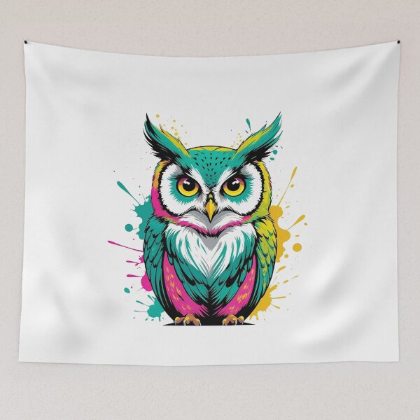 Item preview, Color Splash Owl with Hypnotic Eyes – Vibrant Abstract Animal Art designed and sold by ColorSplash123.