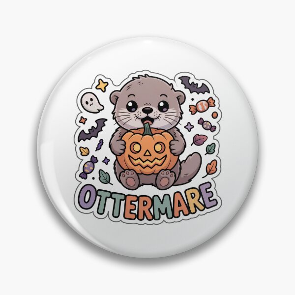 Item preview, Ottermare – Cute Halloween Chibi Otter with Pumpkin Sticker designed and sold by Nuist25.