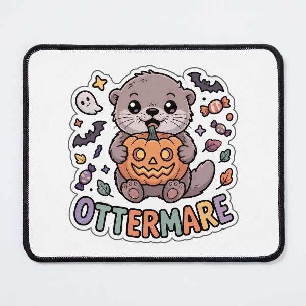 Item preview, Ottermare – Cute Halloween Chibi Otter with Pumpkin Sticker designed and sold by Nuist25.