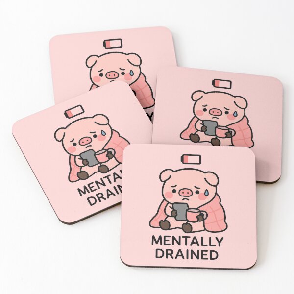 Item preview, Sad Pig – Mentally Drained Sticker designed and sold by champkppwc.