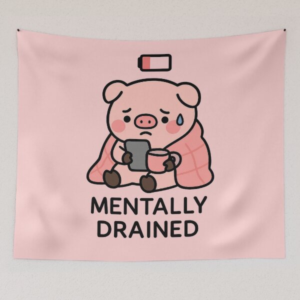 Item preview, Sad Pig – Mentally Drained Sticker designed and sold by champkppwc.